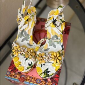 Dolce & Gabbana Yellow Floral Wedges